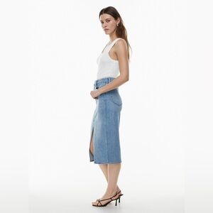 NWT Aritzia Denim Forum The '90s Halle Hi-Rise Midi Jean Skirt